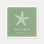Moss Green Starfish Hochzeit Serviette (Vorderseite)