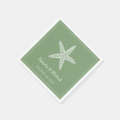 Moss Green Starfish Hochzeit Serviette (Ecke)