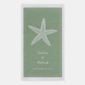 Moss Green Starfish Hochzeit Serviette (Vorderseite)