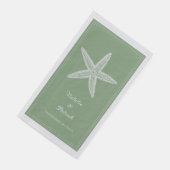 Moss Green Starfish Hochzeit Serviette (Ecke)