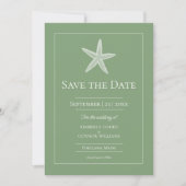 Moss Green Starfish Monogram Foto Save The Date (Vorderseite)
