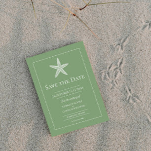 Moss Green Starfish Monogram Foto Save The Date