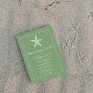 Moss Green Starfish Monogram Foto Save The Date