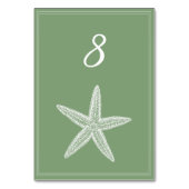 Moss Green Starfish Tischnummer Card (Rückseite)