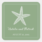 Moss Green Starfish Wedding Stickers (Vorderseite)