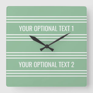 Moss Green Stripes custom wall clock Quadratische Wanduhr