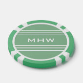Moss Green Stripes kundenspezifische Monogramm-Pok Pokerchips (Einzeln)