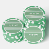 Moss Green Stripes kundenspezifische Monogramm-Pok Pokerchips (Stapel)