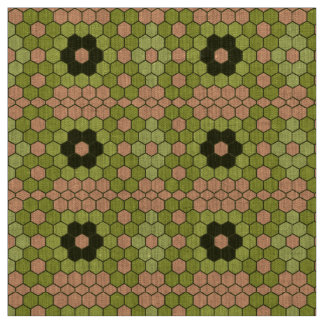 Moss Green und Peachy Pink Mosaik Stoff