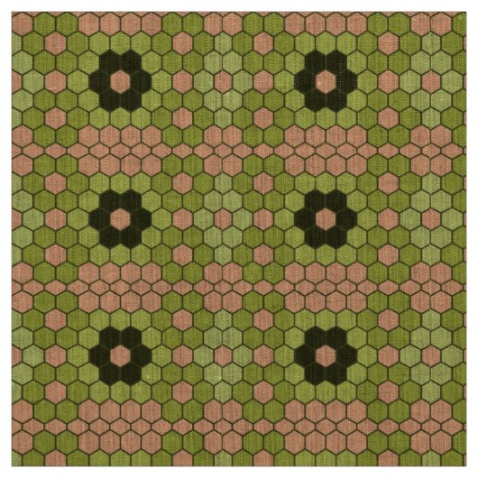 Moss Green und Peachy Pink Mosaik Stoff (Muster)