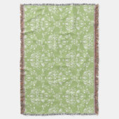 Moss Green und White Damask Decke (Vorderseite Vertikal)