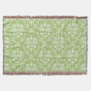 Moss Green und White Damask Decke