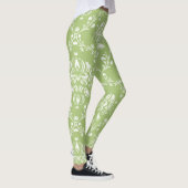 Moss Green und White Damask Leggings (Rechts)