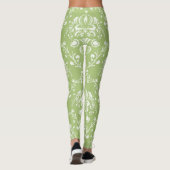 Moss Green und White Damask Leggings (Rückseite)