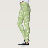 Moss Green und White Damask Leggings (Links)