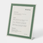 Moss Green wedding menu Pedestal Sign Sockelschild (Vorderseite)