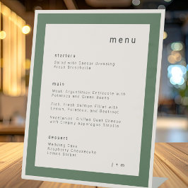 Moss Green wedding menu Pedestal Sign Sockelschild