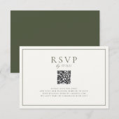 Moss Green Wedding QR Code RSVP Karte (Vorne/Hinten)