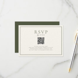 Moss Green Wedding QR Code RSVP Karte