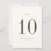 Moss Green Wedding Tischnummer Card (Rückseite)