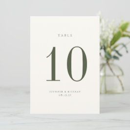 Moss Green Wedding Tischnummer Card