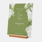 Moss Green White Floral Baby Dusche Willkommen Acrylschild (Winkel)
