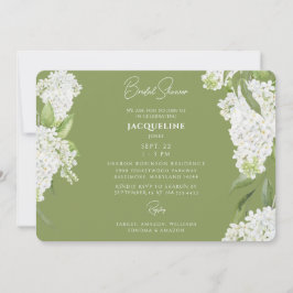 Moss Green White Hydrangeas Brautparty II Einladung