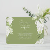 Moss Green White Hydrangeas Rehearsal Luncheon Einladung (Stehend Vorderseite)