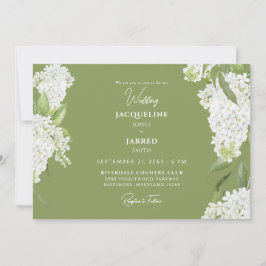 Moss Green White Hydrangeas Wedding Einladung