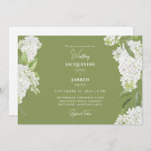 Moss Green White Hydrangeas Wedding Einladung (Vorne/Hinten)