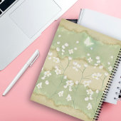 Moss Green & White Pastell Blume Personalisiert Notizblock