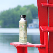 Moss Green & White Pastell Blume Personalisiert Trinkflasche