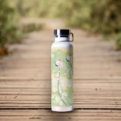 Moss Green & White Pastell Blume Personalisiert Trinkflasche
