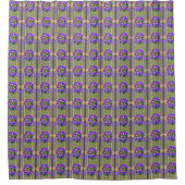 Moss Green with Purple Flowers Shower Curtain Duschvorhang (Vorderseite)