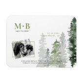 Moss Green Woodland Couple Foto Wedding Magnet (Horizontal)