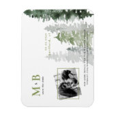 Moss Green Woodland Couple Foto Wedding Magnet (Vertikal)