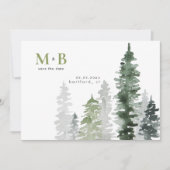 Moss Green Woodland Wedding Save The Date (Vorderseite)
