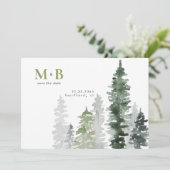Moss Green Woodland Wedding Save The Date (Stehend Vorderseite)