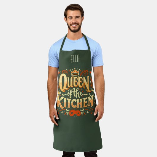 MOSS GRÜNE FARBKÄSE DER KÜCHE SCHÜRZE (Getragen)