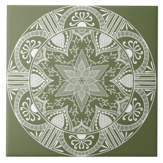 Moss Mandala Fliese (Vorderseite)
