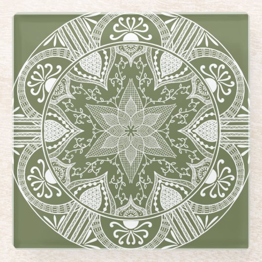 Moss Mandala Glasuntersetzer (Vorderseite)