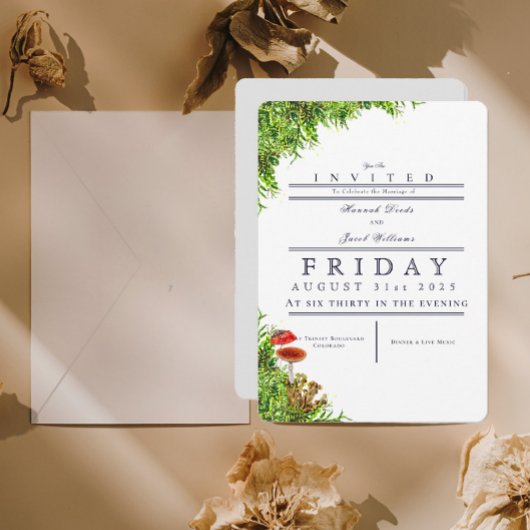 Moss & Mushrooms Magischer Wald Hochzeit Einladung