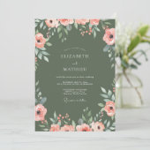 Moss-Pfirsich-Ranunculus-Hochzeit Einladung (Stehend Vorderseite)