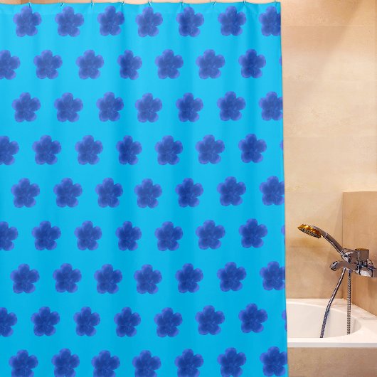 Moss Rose Blume Nahtloses Muster auf hellblau Duschvorhang