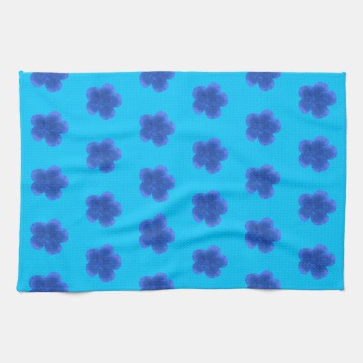 Moss Rose Blume Nahtloses Muster auf hellblau Geschirrtuch (Horizontal)