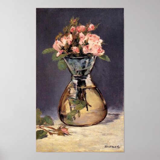 Moss-Rose in Vase Fine Art Print Poster (Vorne)