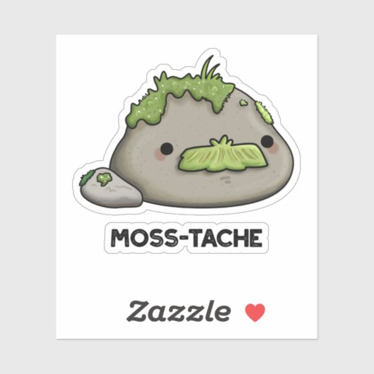 Moss tache Funny Mustache Pun Aufkleber (Blatt)