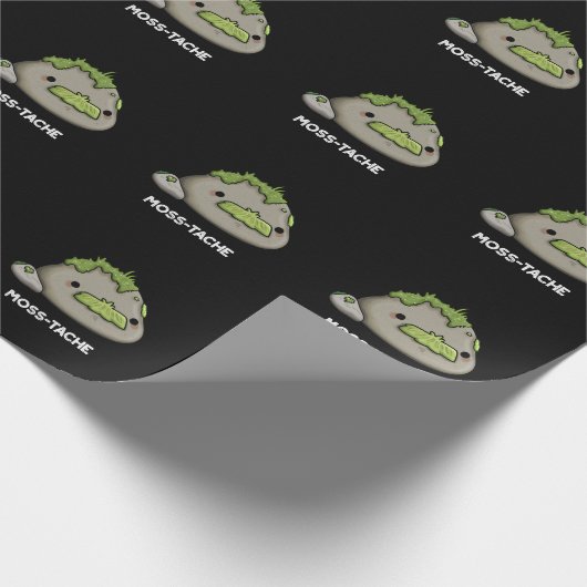 Moss tache Funny Mustache Pun Dark BG Geschenkpapier (Ecke)