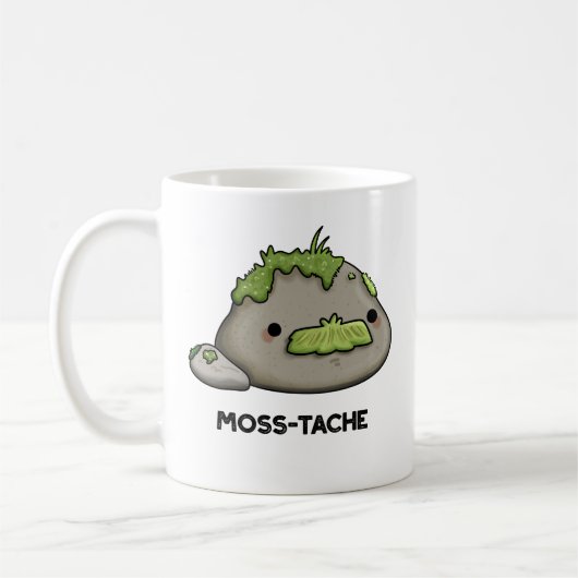 Moss tache Funny Mustache Pun Kaffeetasse (Links)