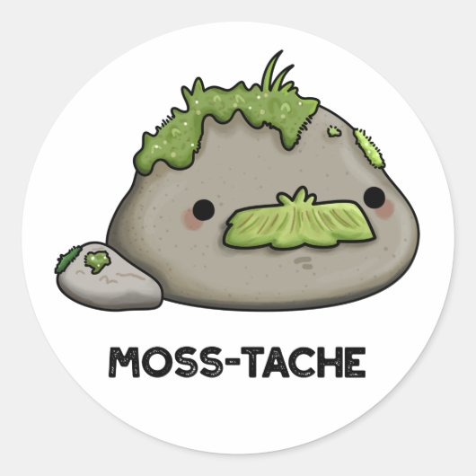 Moss tache Funny Mustache Pun Runder Aufkleber (Vorderseite)